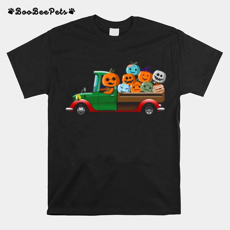 Halloween Truck With Scary Pumpkin Heads T-Shirt