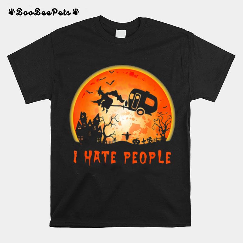 Halloween Witch I Hate People Moon T-Shirt