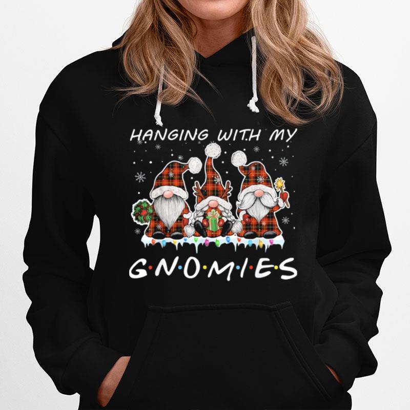 Hanging With My Gnomies Buffalo Plaid Red Christmas Lights Hoodie