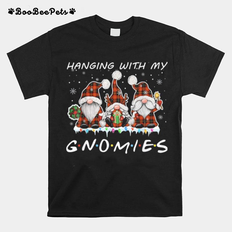 Hanging With My Gnomies Buffalo Plaid Red Christmas Lights T-Shirt