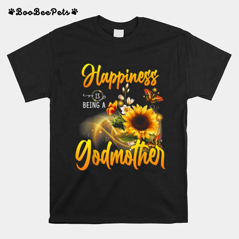 Happiness Is Being A Godmother Sunflowers Butterflies T-Shirt