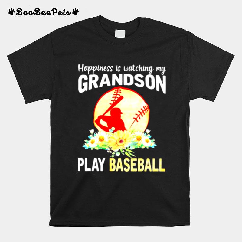 Happiness Is Watching My Grandson Play Baseball Flower T-Shirt