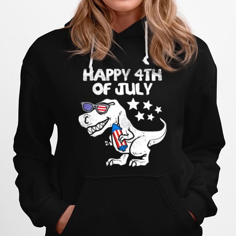 Happy 4Th Of July Boys Toddler Trex Dinosaur Hoodie