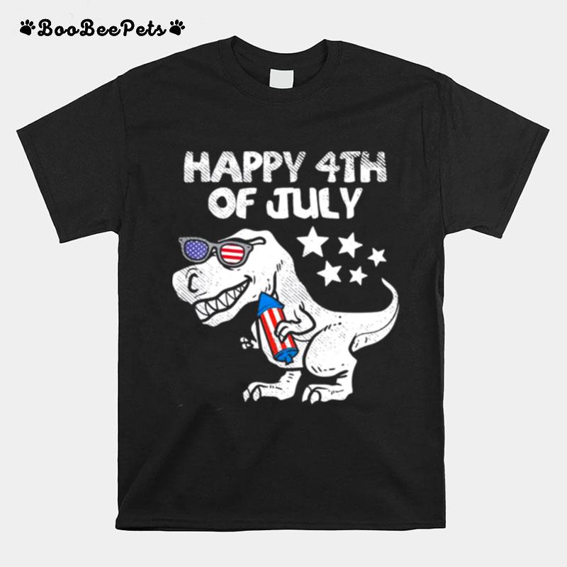 Happy 4Th Of July Boys Toddler Trex Dinosaur T-Shirt