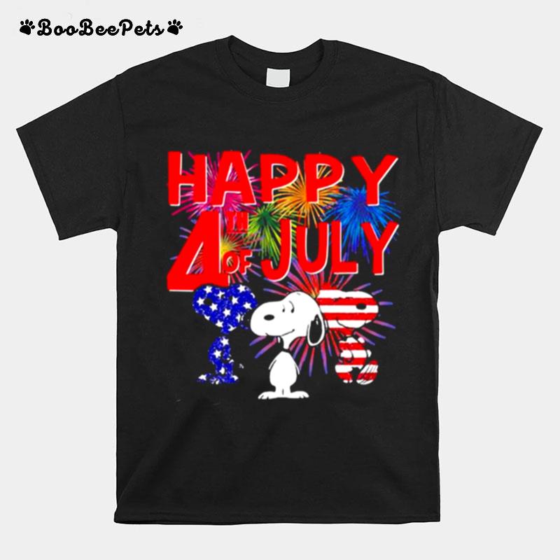 Happy 4Th Of July Independence Snoopy Fireword T-Shirt