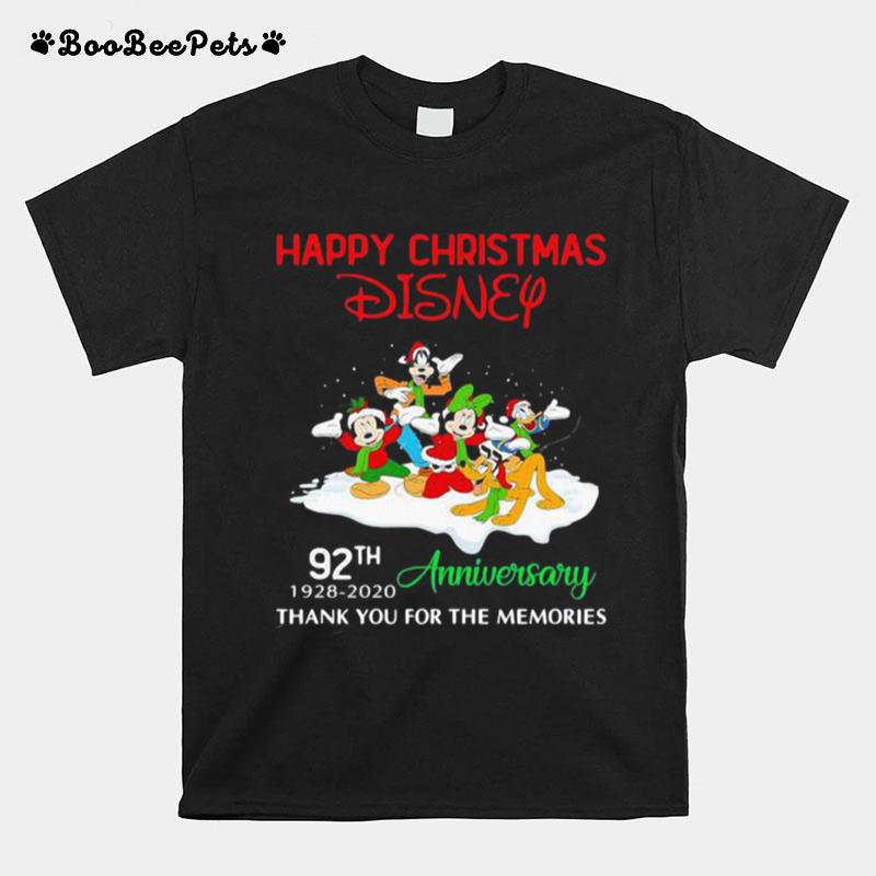 Happy Christmas Disney 92Th Anniversary Thank You For The Memories T-Shirt