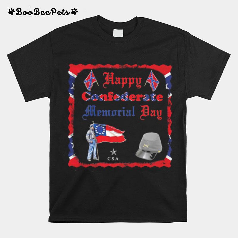 Happy Confederate Memorial Day Veteran Flag T-Shirt