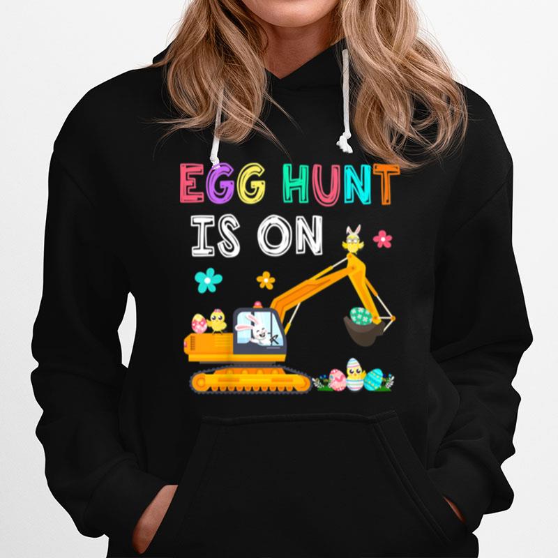 Happy Easter Bunny Excavator Easter Egg Hunt Is On Boys Hoodie