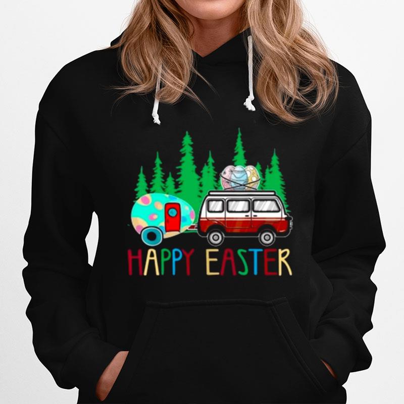 Happy Easter Day Camping Bunny Eggs Hoodie