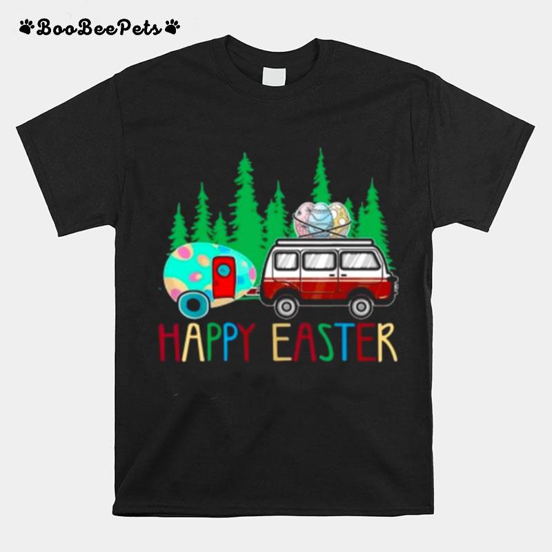 Happy Easter Day Camping Bunny Eggs T-Shirt