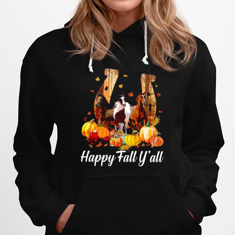 Happy Fall Yall Horses Pumpkin Thanksgiving Hoodie