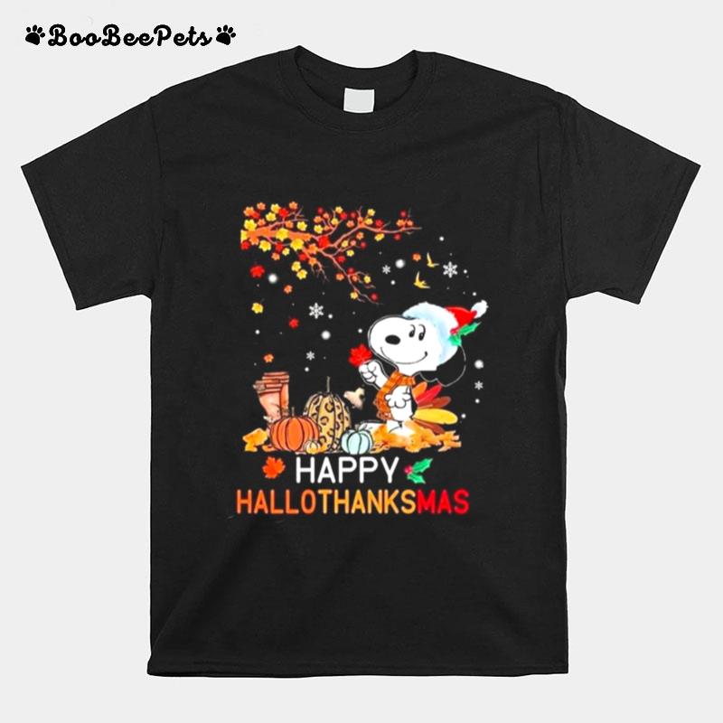 Happy Hallothanksmas Snoopy Dog Halloween Pumpkins T-Shirt