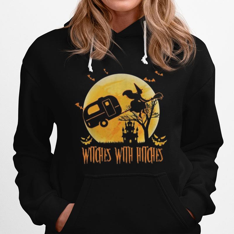 Happy Halloween Camping Witches With Hitches Moon Hoodie