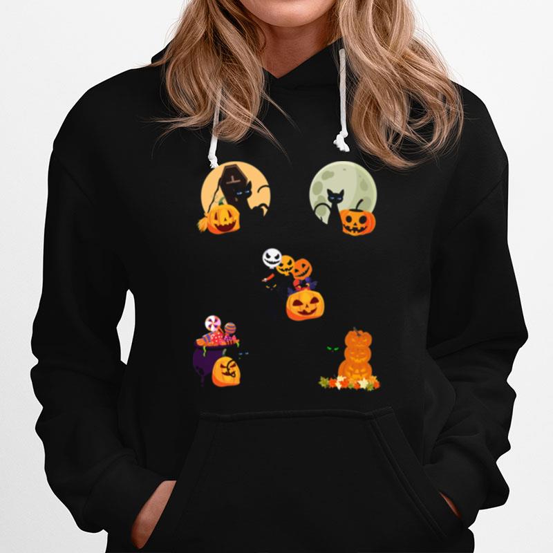 Happy Halloween Cat Pack Pumpkins Hoodie