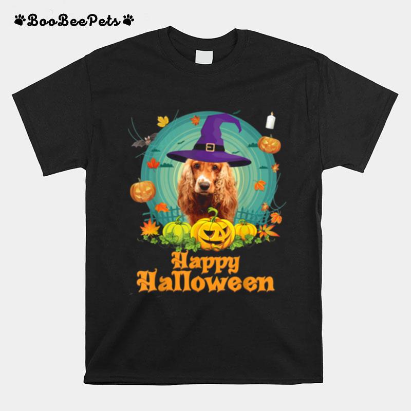 Happy Halloween English Cocker Spaniel Dog Witch Pumpkin T-Shirt