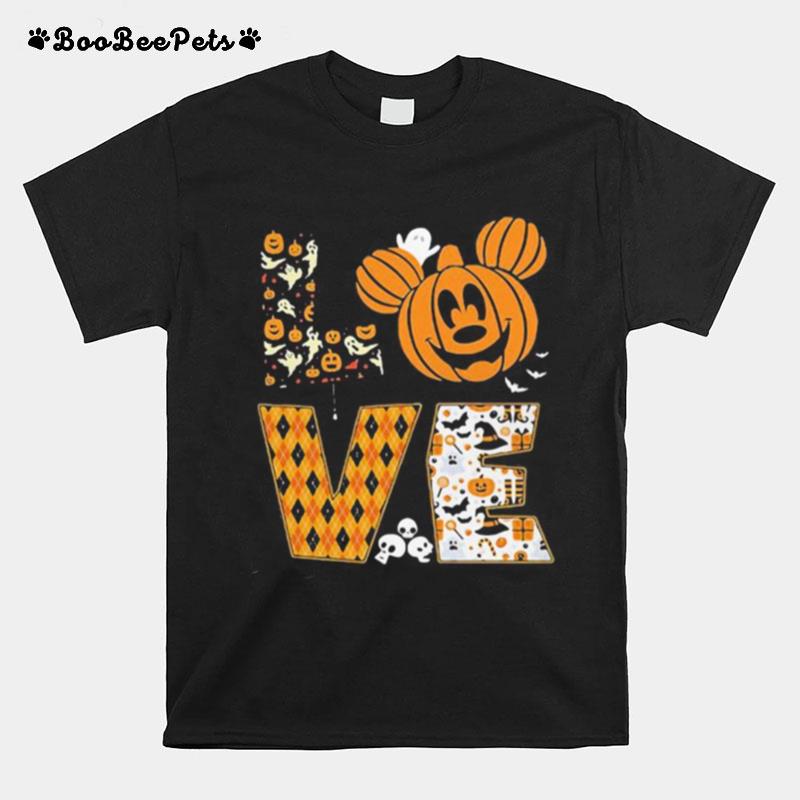 Happy Halloween Love Mickey Mouse Pumpkin T-Shirt