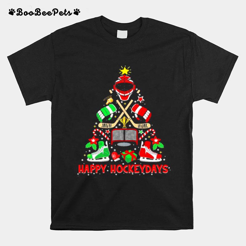 Happy Hockey Days Ice Hockey Christmas Tree Christmas T-Shirt