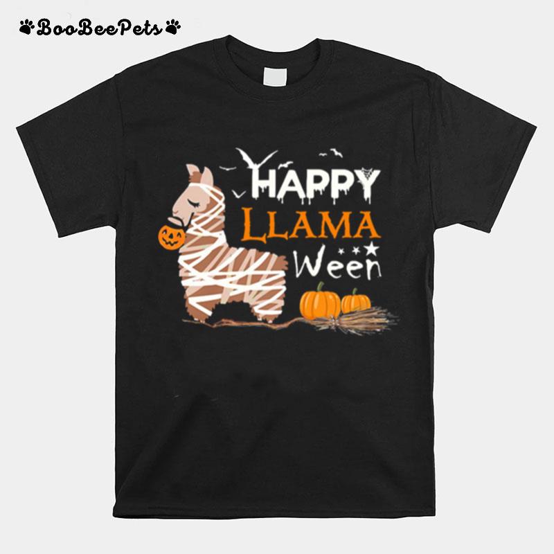 Happy Llama Ween Pumpkin Halloween T-Shirt