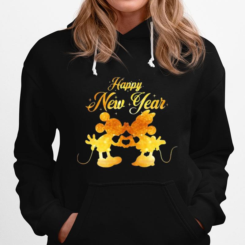 Happy New Year Minnie And Mickey Gold Hoodie