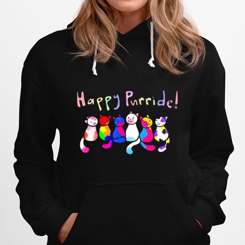 Happy Purride Cat Lgbt Gay Pride Lesbian Gay Bi Trans Hoodie