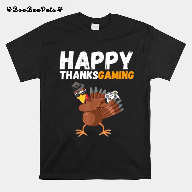 Happy Thanksgiving Video Game Dabbing Turkey Pilgrim Boy T-Shirt