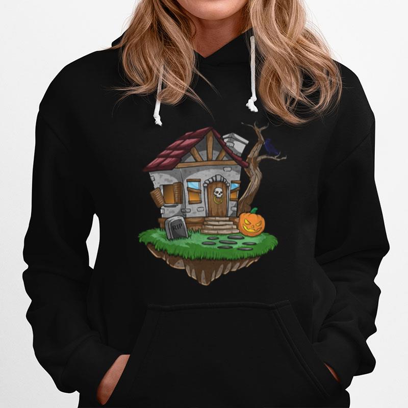 Haunted House On Halloween Crow Spooky Jack O Lantern Hoodie