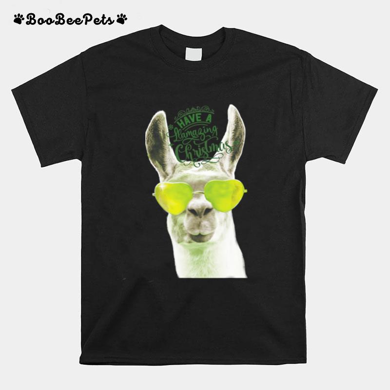 Have A Llama With Sunglasses Wishing Llamazing Amazing Christmas T-Shirt