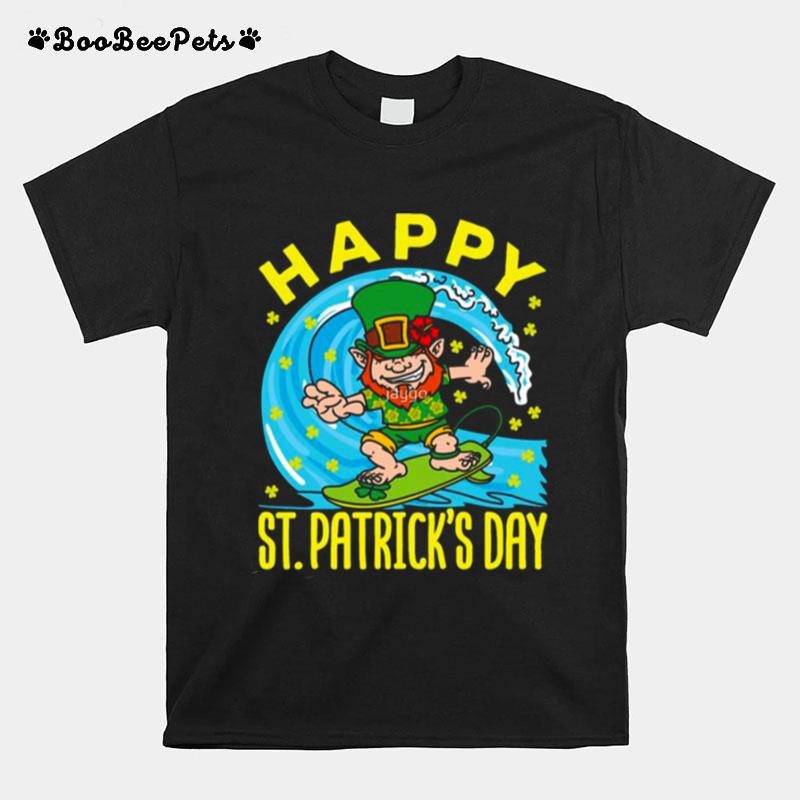Hawaiian Surfing Leprechaun St Patricks Day T-Shirt