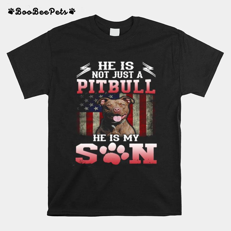 He Is Not Just A Pitbull He Is My Son American Flag T-Shirt