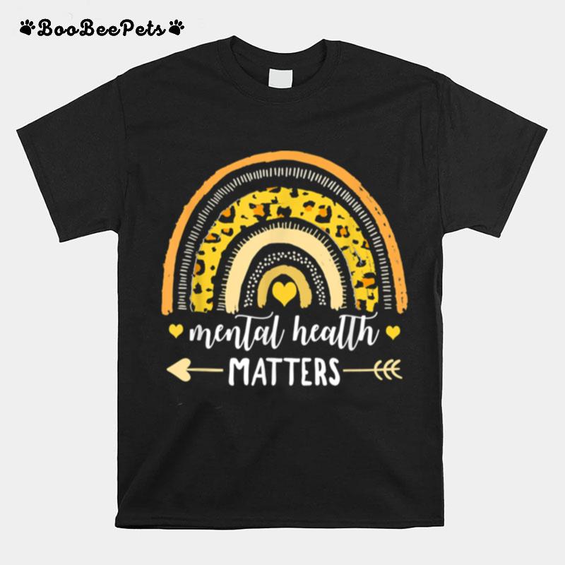 Health Matters Leopard Print Boho Rainbow Awareness T-Shirt