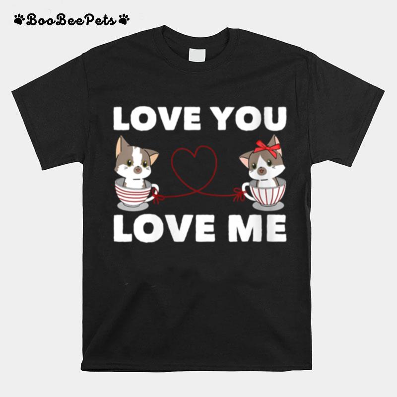 Heart Cat Love Romantic Couple Kitten T-Shirt