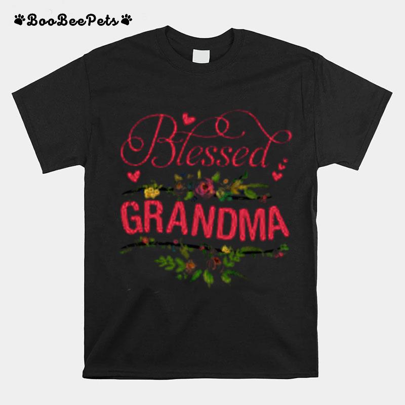 Heart Floral Blessed Grandma T-Shirt