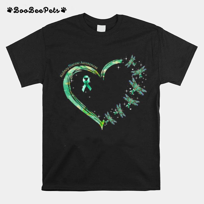 Heart Kidney Disease Awareness Dragonflies T-Shirt