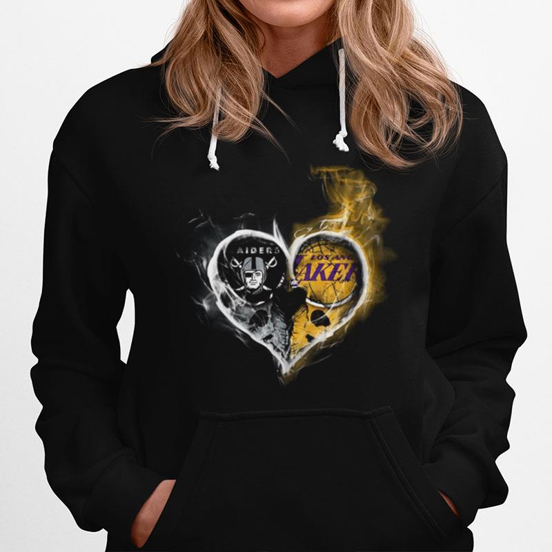 Heart Las Vegas Raiders And Los Angeles Lakers Hoodie