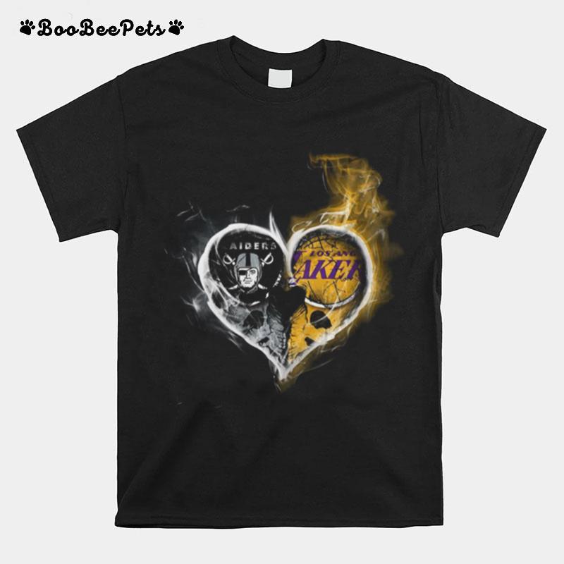 Heart Las Vegas Raiders And Los Angeles Lakers T-Shirt