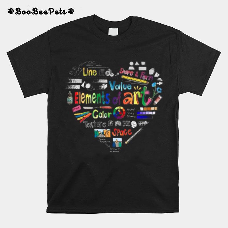 Heart Line Shape And Form Elements Of Art Color T-Shirt