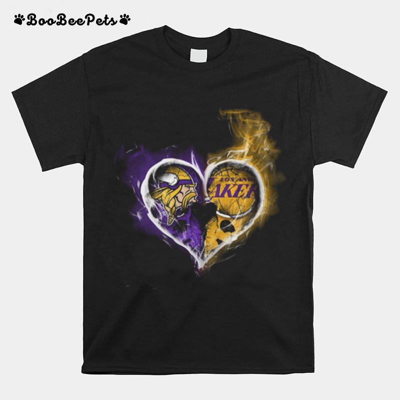 Heart Minnesota Vikings And Los Angeles Lakers T-Shirt