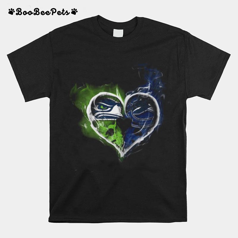 Heart Seattle Seahawks And Vancouver Canucks T-Shirt