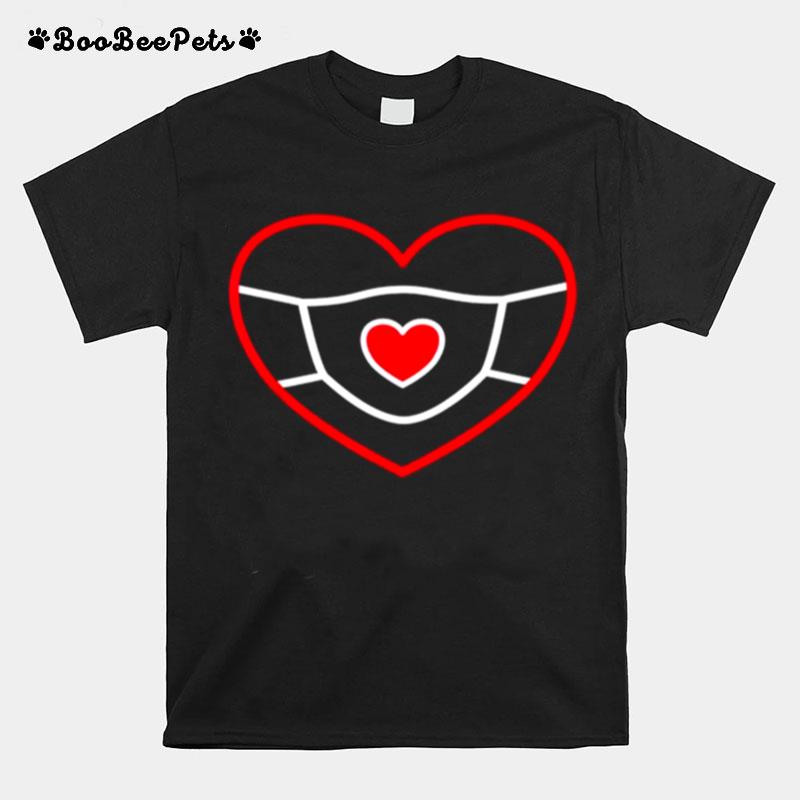 Heart With Mask Valentines Day Gifts For Her T-Shirt