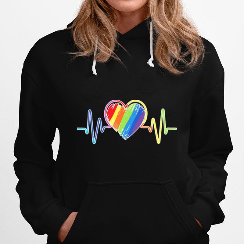 Heartbeat Pride Rainbow Flag Lgbt Hoodie