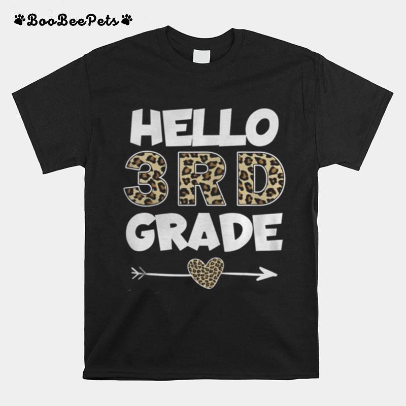 Hello 3Rd Grade Leopard Print Third Grade Teacher Kids T-Shirt