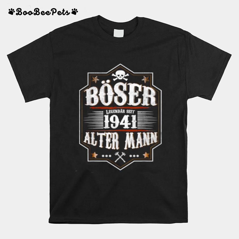 Herren 80. Geburtstag Boser Alter Mann Jahrgang 1941 Vintage Spruch T-Shirt