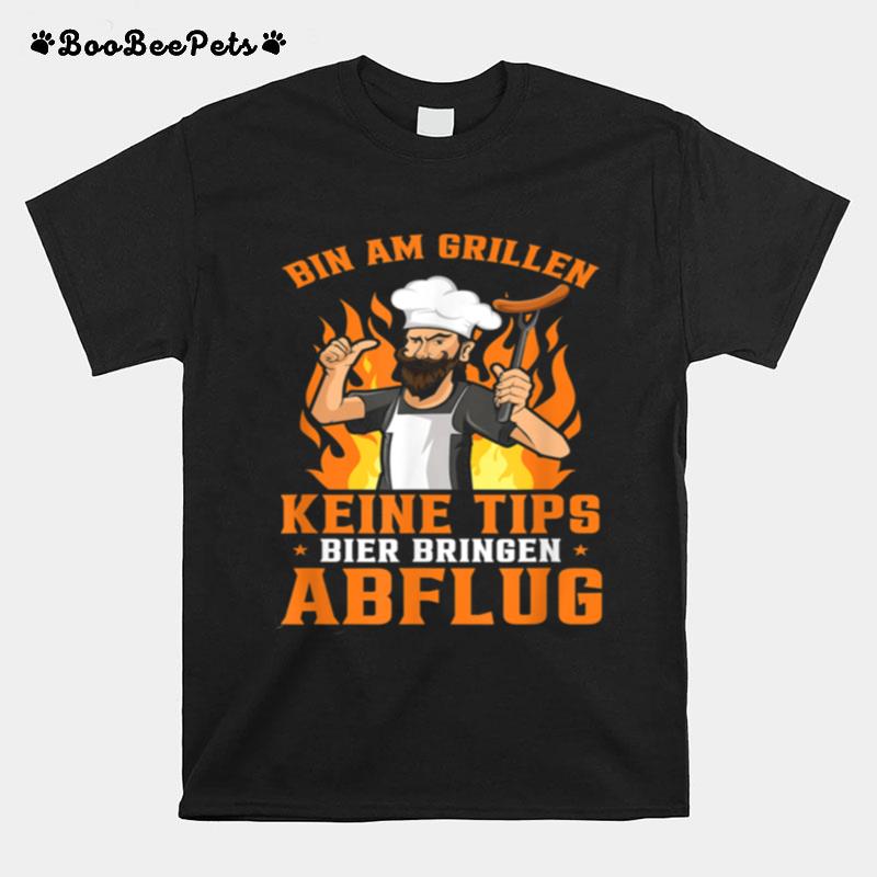 Herren Grill Barbecue Spruch Bbq Bin Am Grillen Abflug T-Shirt