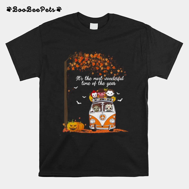 Hippie Car Horror Characters Chibi It%E2%80%99S The Most Wonderful Time Of The Year Halloween T-Shirt