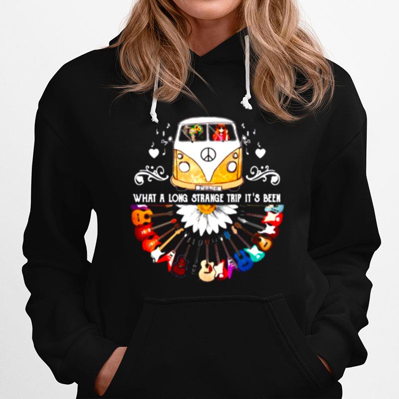 Hippie Girl And Elephant Peace What A Long Strange Trip Its Been With Guitars Hoodie