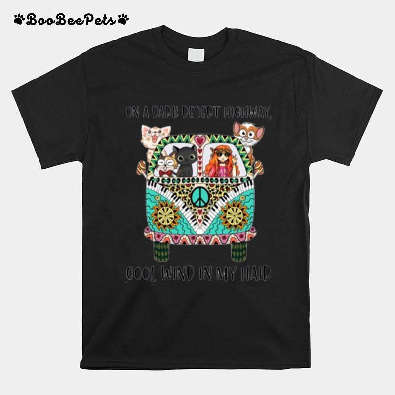Hippie Girl Cat Lover T-Shirt