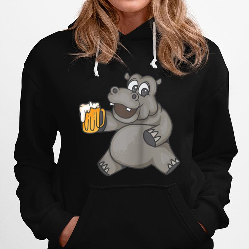 Hippo Drinking Beer Cool Fancy Beer Drinkers Hoodie