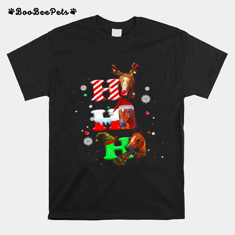 Ho Ho Ho Horses Santa Elf Reindeer Merry Christmas Light T-Shirt