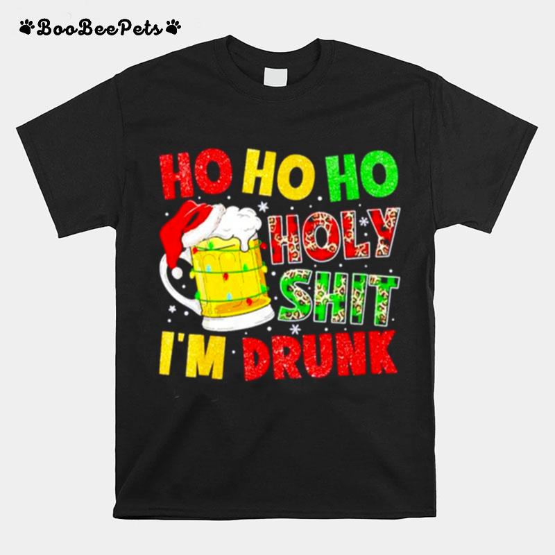 Ho Ho Holy Shit Im Drunk Beer Santa Hat Christmas T-Shirt