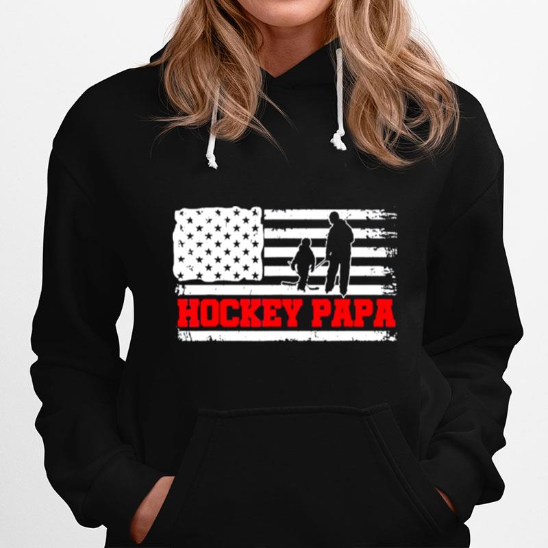 Hockey Papa American Flag Hoodie